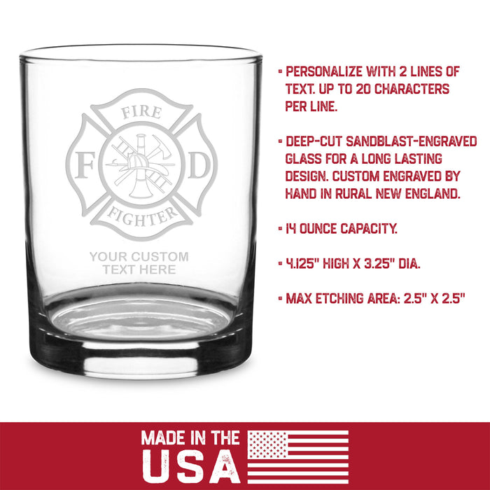 Firefighter & First Responders Personalized 14 oz. Double Old Fashioned Glass