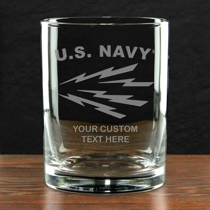 US Navy 'Pick Your Rate' Personalized 14 oz. Double Old Fashioned Glass
