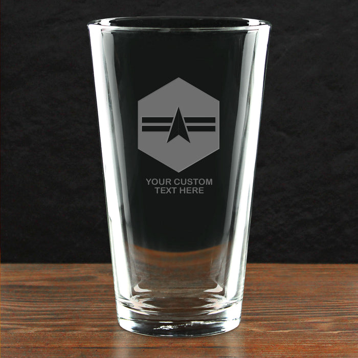 US Space Force Enlisted Ranks Personalized 16 oz. Pint Glass