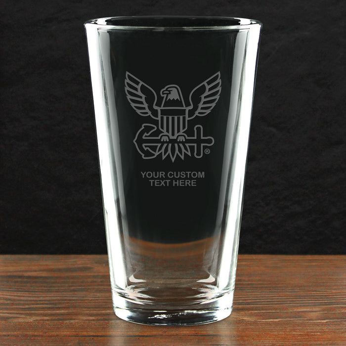 US Navy 'Build Your Glass' Personalized 16 oz Pint Glass