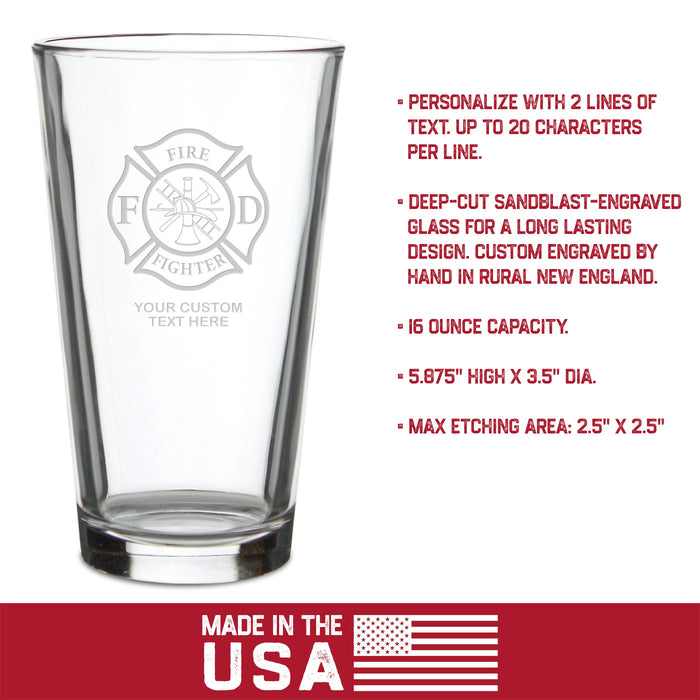 Firefighter & First Responders 'Build Your Glass' Personalized Pint Glass