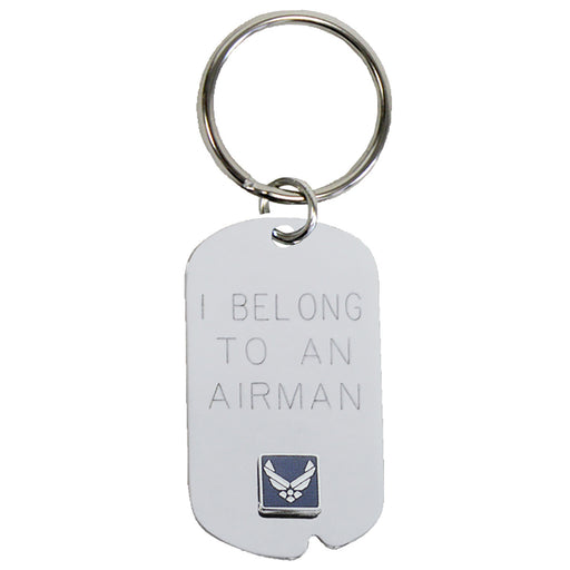 US Air Force 'I Belong' Crest Craft Dog Tag Keychain- 7.62 Design