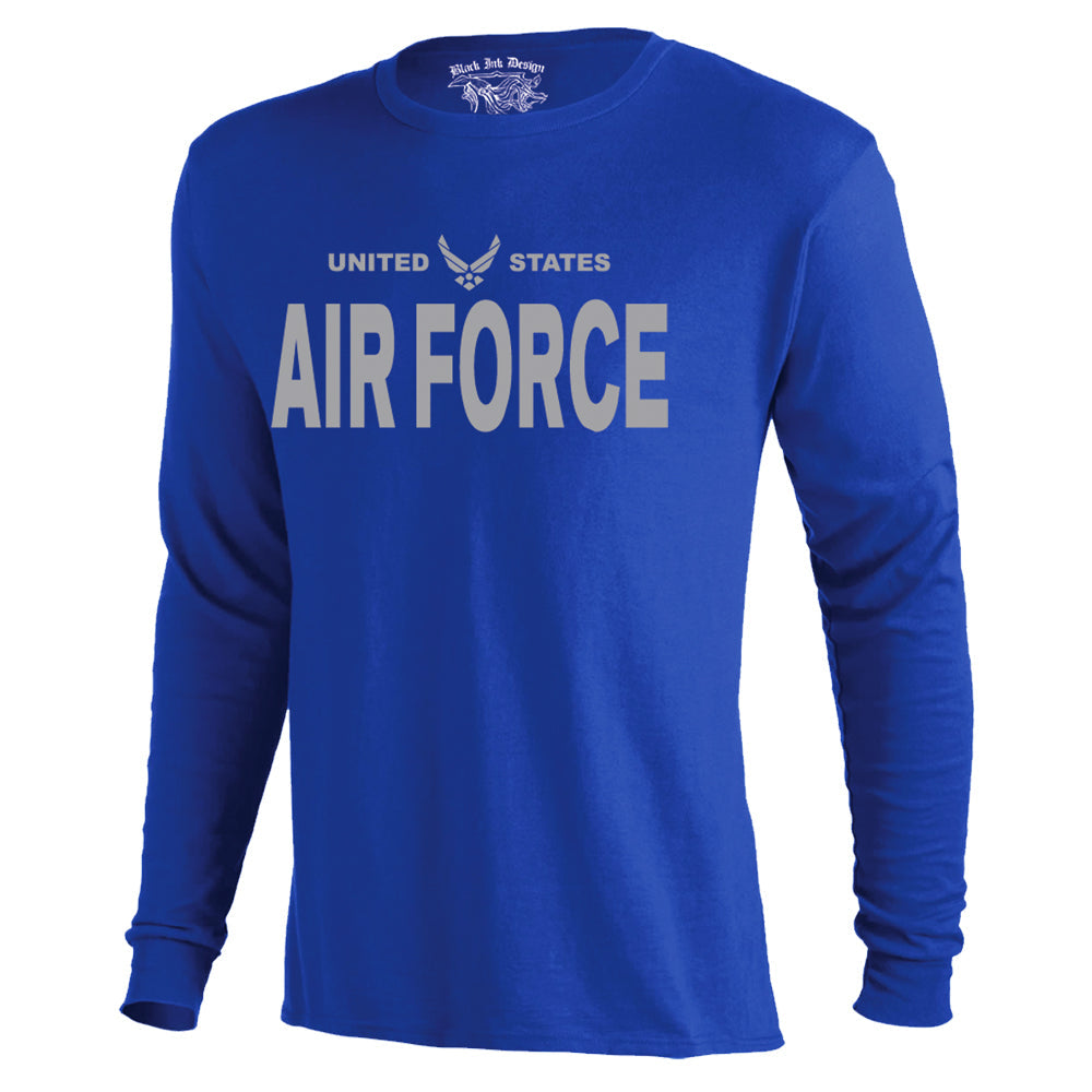 us air force long sleeve dress shirt US Air Force Custom Embroidered Long Sleeve Denim Shirt