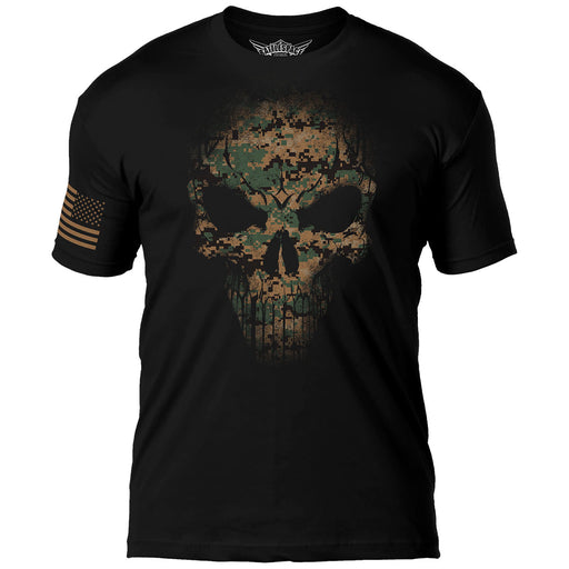 USMC Woodland MARPAT Skull 7.62 Design Battlespace Men's T-Shirt- 7.62 Design