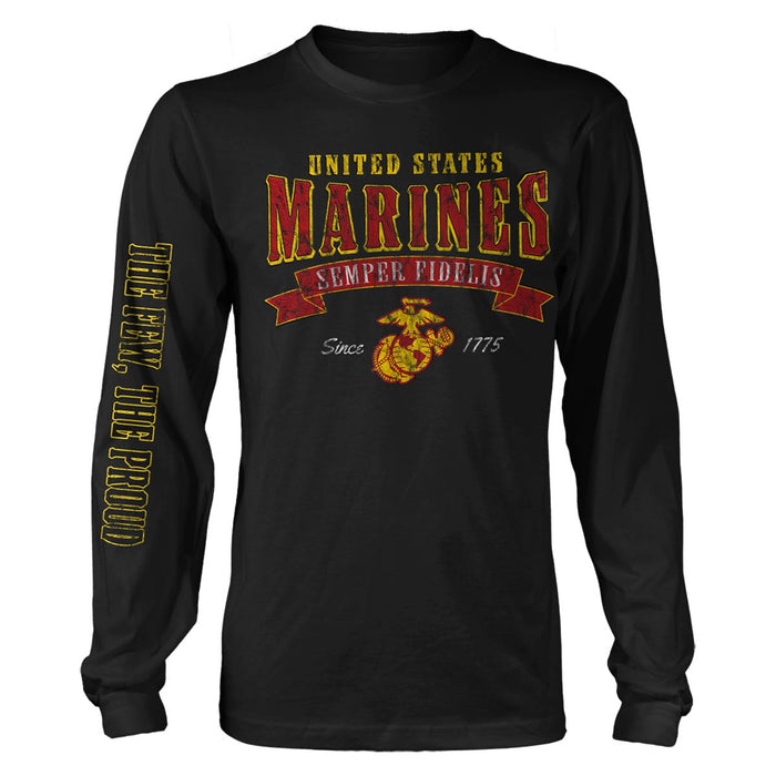USMC Arched Temper Fidelis 7.62 Design Men's Long Sleeve T-Shirt