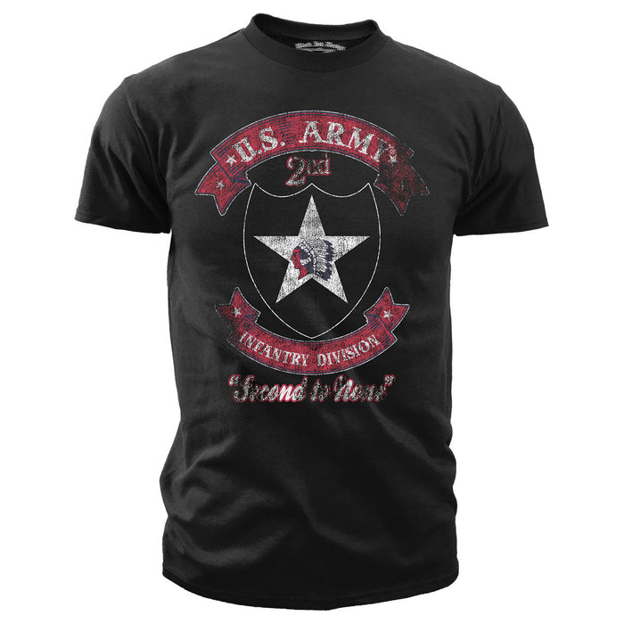 US Army 2nd Infantry - Second to None Retro - Black Ink Mens T-Shirt