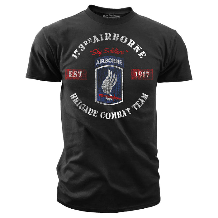 Army T-Shirt - US Army 173rd Airborne - Retro - Black Ink Mens T-Shirt