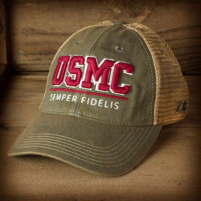 USMC 'Semper Fidelis' Vintage Trucker Hat - Grey