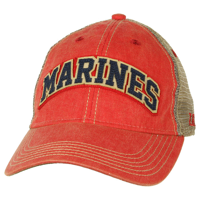 USMC Arched Semper Fi Vintage Trucker Hat - Red