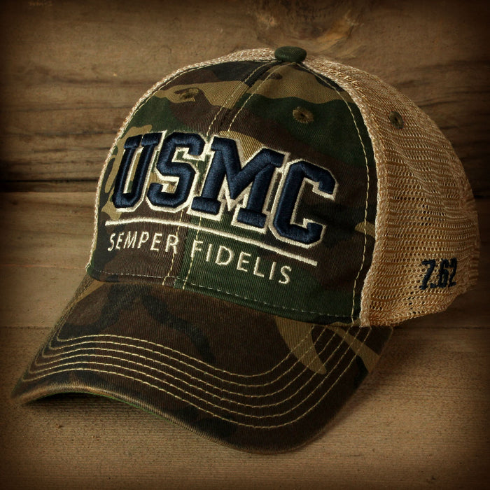 YOUTH USMC Semper Fidelis Vintage Trucker Hat - Camo
