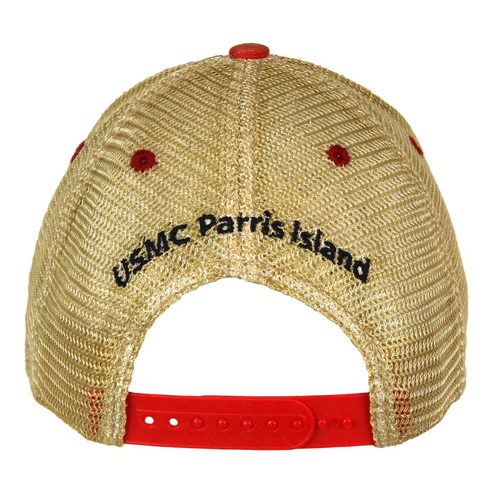 USMC Parris Island 1st Training Battalion Trucker Cap Vintage Red