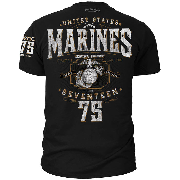 USMC Seventeen 75 - Black Ink T-Shirt