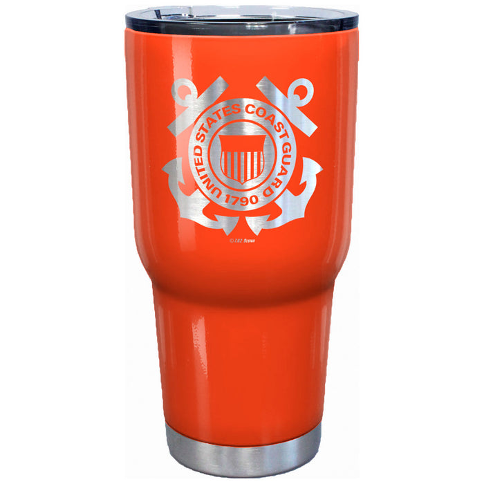 7.62 Design Coast Guard Logo Laser Etched 32oz Travel Mug Orange