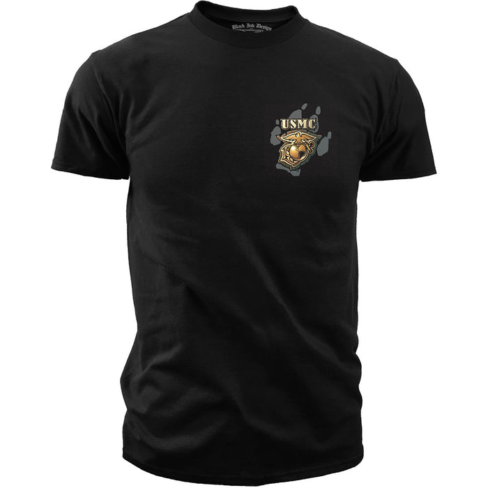 USMC Release the Dogs of War - Black Ink Design T-Shirt